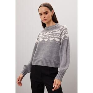Marissa Webb x RTR Gray Nordic Sweater Wool blend Cropped Ski‎ Womens Medium